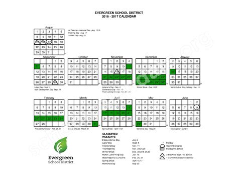 Evergreen School District Calendar | Qualads