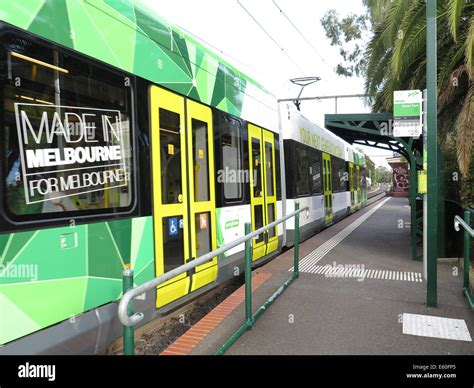 E Type Tram on Route No 96 to St Kilda in Melbourne Stock Photo - Alamy