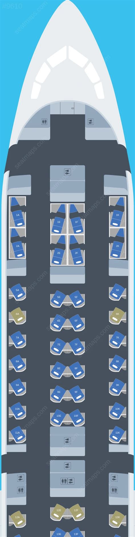 Seat map of British Airways Boeing 787-10 aircraft