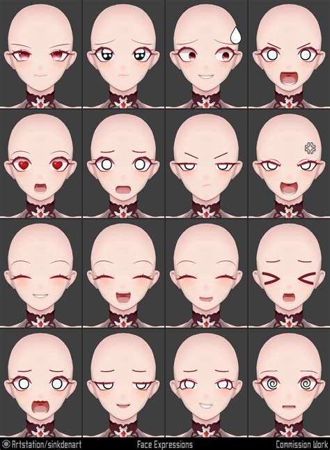 an animation character's head with different expressions and facial ...