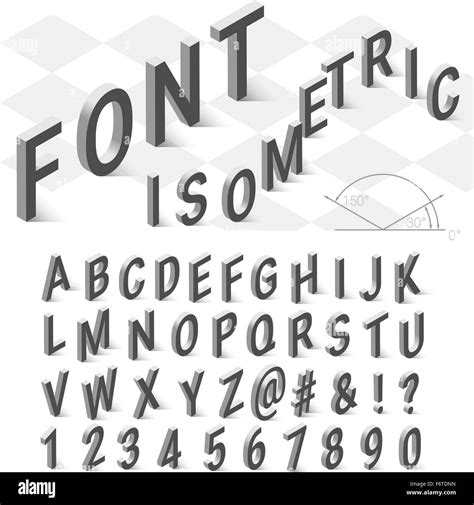 Isometric font alphabet with drop shadow on white background Stock Vector Image & Art - Alamy