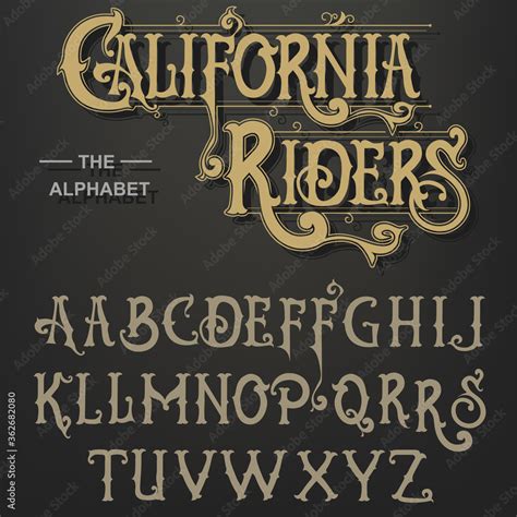 Gothic font, Original Typeface, handmade medieval script, Capital calligraphic letters. Vector ...