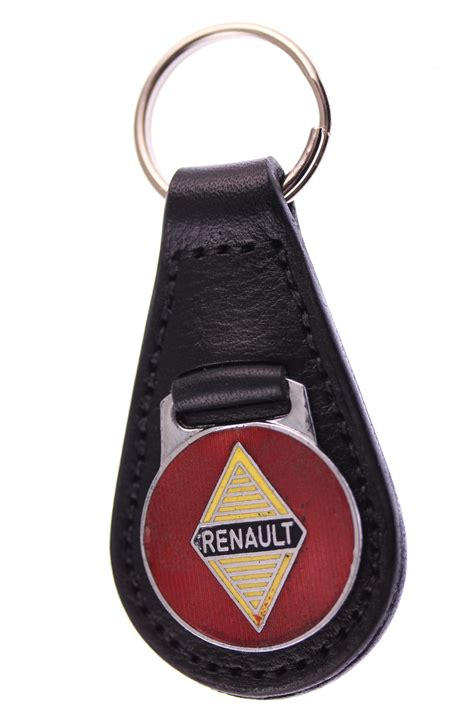 Renault – original 1960s vitreous enamel badge remounted onto a new leather keyfob – Classic ...