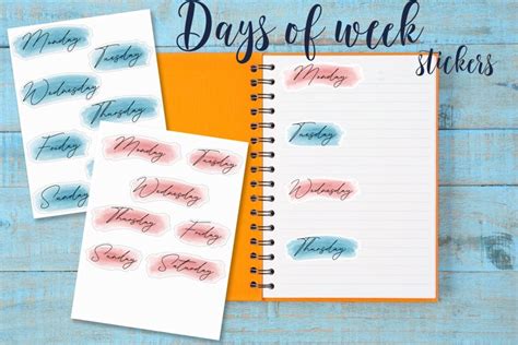 Days of the week - Printable stickers