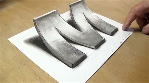 'M' 3d drawing how to drew M - YouTube