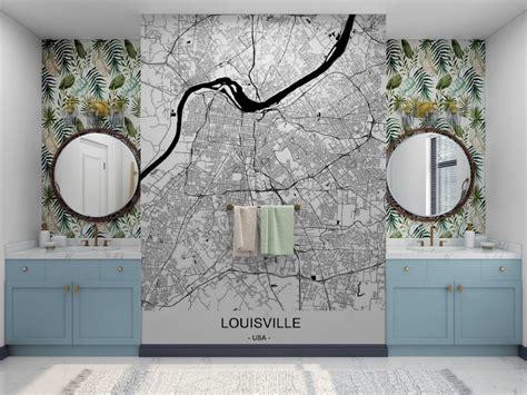 LOUISVILLE Map Wall Paper City Map Wallpaper Peel & Stick Wallpaper ...