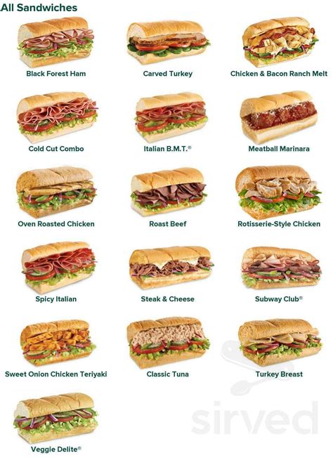 Subway Menu 2023