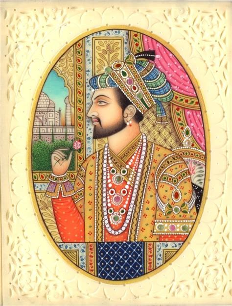 Shah Jahan Mumtaz Mahal Portrait Art Handmade Mughal Empire Miniature ...