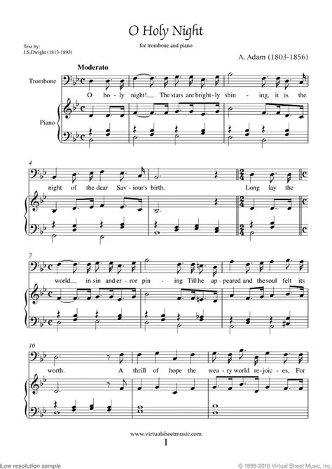 Free O Holy Night sheet music for trombone and piano (PDF)