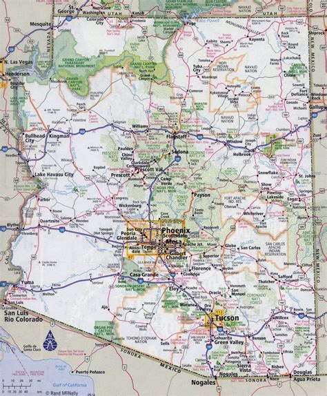 Large detailed roads and highways map of Arizona state with all cities | Arizona state | USA ...