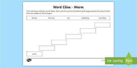 Word Cline for 'Warm' Worksheet (teacher made)