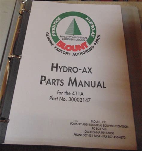 Hydro-Ax Prentice 411A Feller Buncher Parts Manual - Used Equipment Manuals