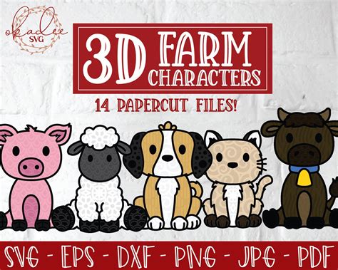 3D Farm Characters Bundle Layered Farm SVG 3D Farm SVG 3D | Etsy