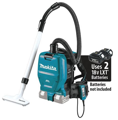 MAKITA Cordless Backpack Vacuum, 53 cfm, HEPA Vacuum Filtration Type, 1/2 gal, 9.4 lb Weight ...