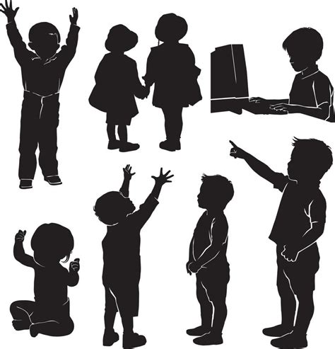 happy children silhouette 7048939 Vector Art at Vecteezy