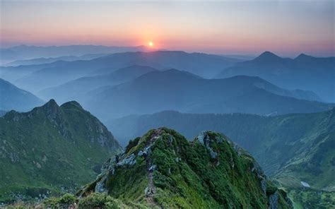 Download wallpapers carpathians, mountains, ukraine, sunset, mountain ...