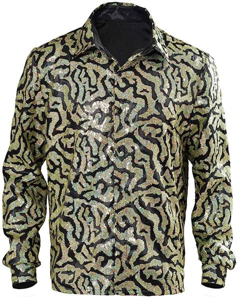 TIGER KING JOE EXOTIC COSTUME SHIRT 1970S DISCO SHINY TIGER PRINT GOLD ADULT MEN US $8.38 ...