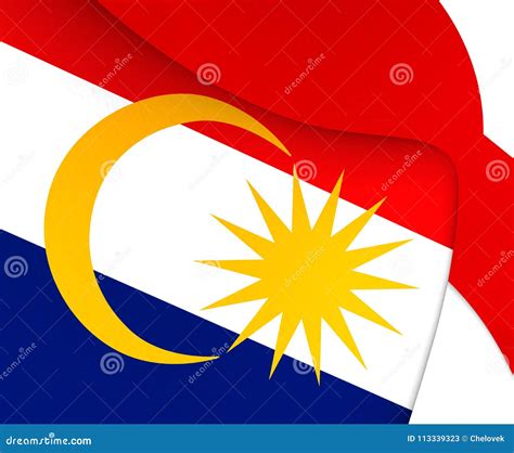 Labuan Malaysia Map With Malaysian National Flag Illustration Cartoon ...