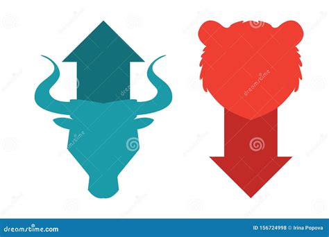 Bull and Bear Symbols on the Stock Market, Vector Illustration. the ...