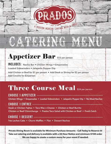 Catering Menu | Prados | Lake Saint Louis, MO