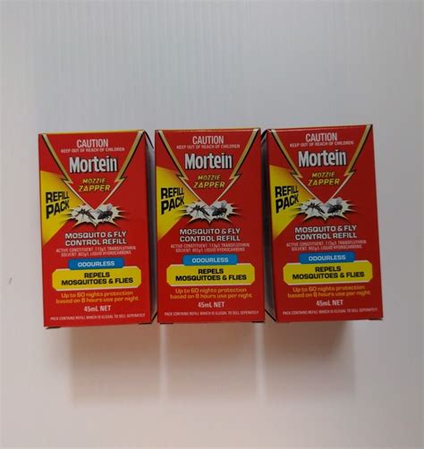 3xMortein Mozzie Zapper Mosquito and Fly Control Refill Odourless 45mL ...