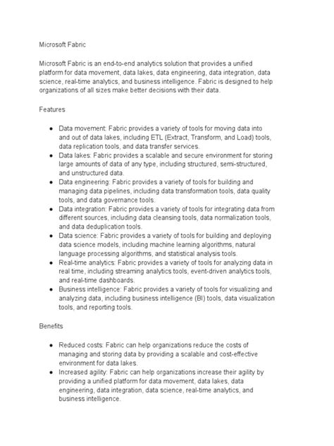Microsoft Fabric. | PDF | Business Intelligence | Analytics