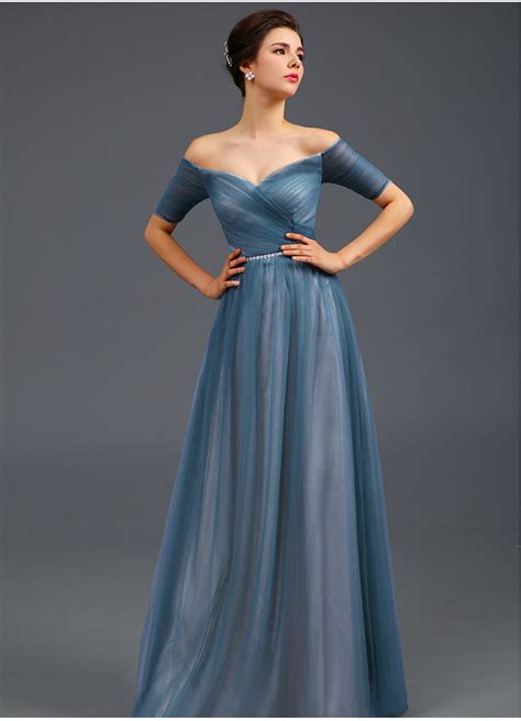 Light Blue Off the shoulder Evening Dress,A Line Formal Dress,Women ...