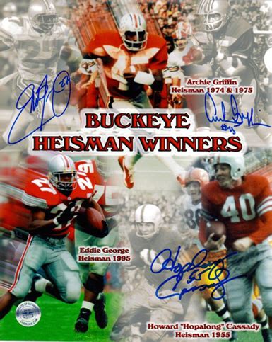 Autographed Ohio State Buckeye Signed Heisman Trophy Winners Photo