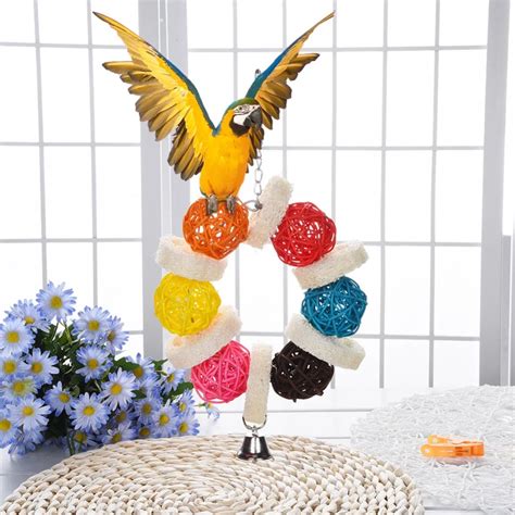 Bird Toys Pet Bird Parrot Standing Rope Bird Cage Parrot Cage Decoration Climbing Toy Pet Toys ...