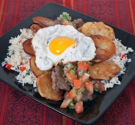 For the fried food lover. Bolivian Silpancho: Fried rice, fried ...