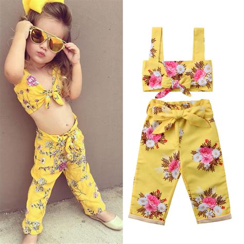 2018 Newly Summer Boho Cute Infant Kids Baby Girls Clothes 2PCS Bowknot Sleeveless Vest Tops ...