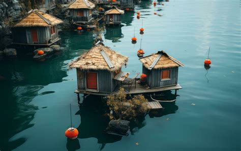 floating houses on the river 27789009 Stock Photo at Vecteezy