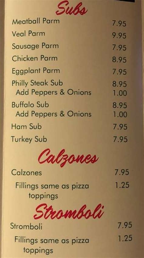 Johnny's Pizza Menu, Lake Placid, NY