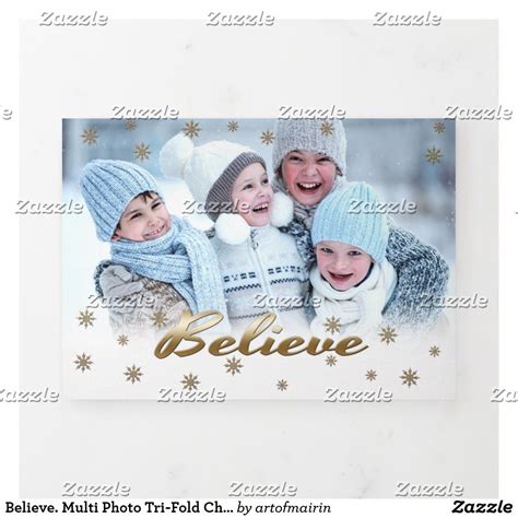 Believe. Multi Photo Tri-Fold Christmas Card | Zazzle.com | Custom ...