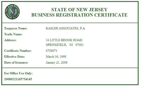 Business Registration Certificate