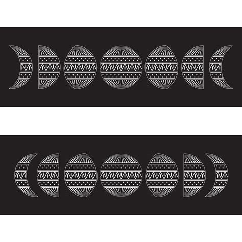 Moon phases in black with white pattern ornament vector illustration ...