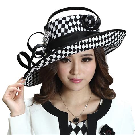 Buy June's Young Women Church Hats Ladies Derby Hats Wide Brim Bucket Hats Formal Dress Satin ...