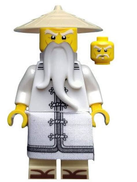 Lego MINIFIGURE Ninjago Sensei Wu the LEGO Ninjago Movie, White Robe, Zori Sandals, Raised ...