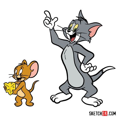 How to draw Tom and Jerry together - Sketchok easy drawing guides