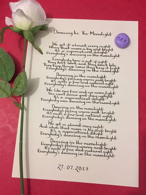 Dancing in the Moonlight Print Lyrics Handwritten | Etsy