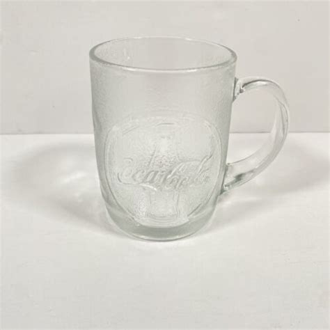 Vintage Coca-Cola Bottle Logo 4" Frosted Glass Mug Collectible Coke | #4651920005