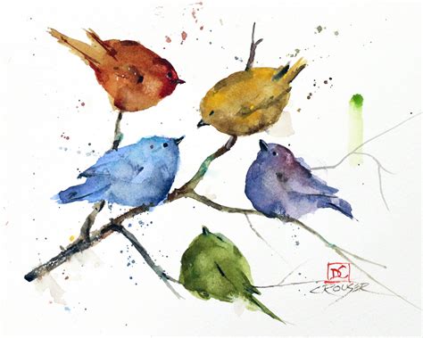 BIRDS in TREE Watercolor Bird Print by Dean Crouser | Etsy | Watercolor ...