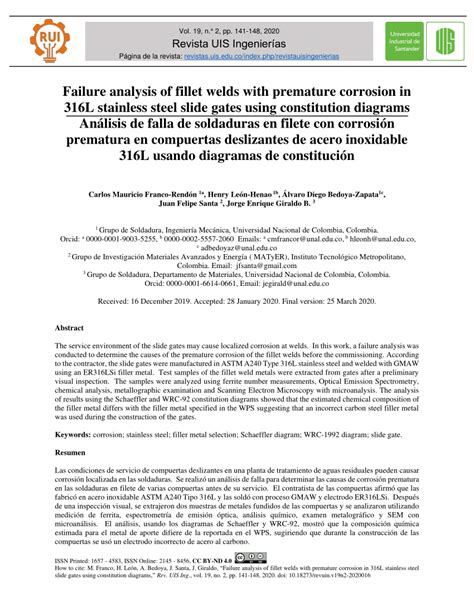 (PDF) Failure analysis of fillet welds with premature corrosion in 316L stainless steel slide ...