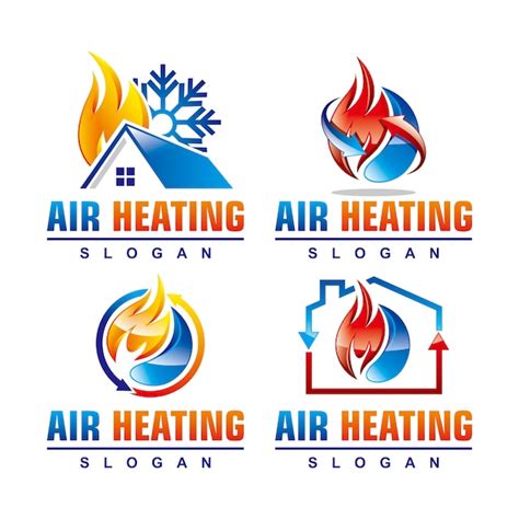 Air heating service logo template set Vector | Premium Download