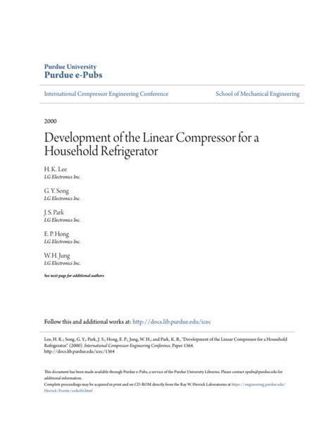 Development of The Linear Compressor For A Household Refrigerator | PDF ...