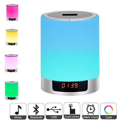 EAAGD LED Alarm Clock with Wireless Bluetooth Speaker, Touch Sensor LED Bedside Lamp + Dimmable ...