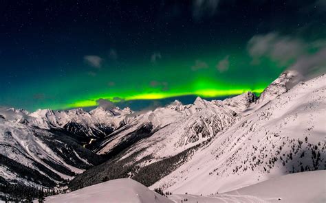 Wallpaper : mountains, nature, snow, aurorae, atmosphere, British Columbia, Aurora, weather ...