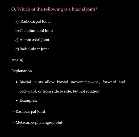 [Solved] which of the following is a biaxial joint? Radiocarpal Joint... | Course Hero