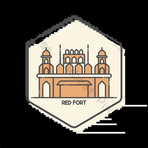 Red Fort Outline Icon India Simple-landmarks Building | AI PNG Images ...