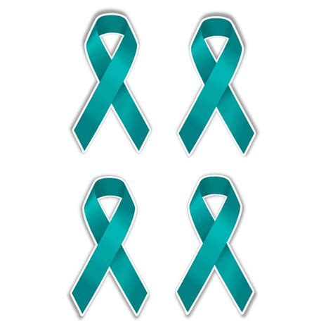 Ovarian Cancer Awareness Teal Ribbon Set of 4 Vinyl Stickers | Etsy